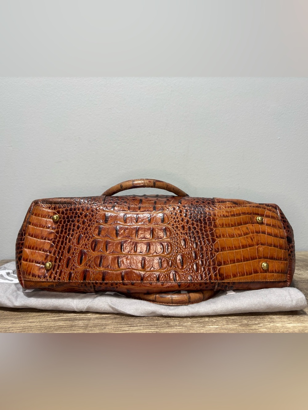 Vintage Brahmin Croc-Embossed Leather Satchel - Picture 6 of 7